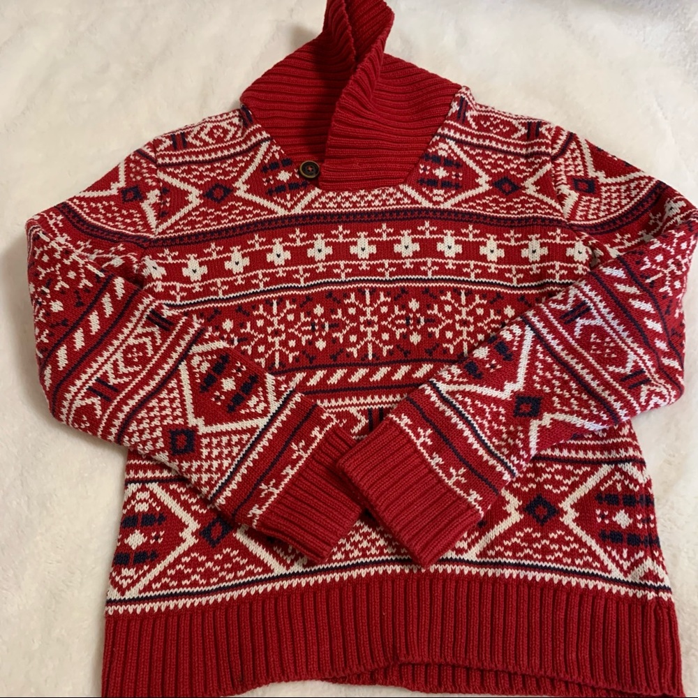 Knit SWEATER. Red Patterned - Picture 6 of 8